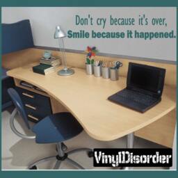Don't Cry Because Its Over, Smile It Happened - Vinyl Wall Decal Quotes Sticker Sp006Dontcryvet - thumbnail 1