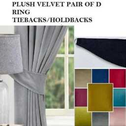 Pair Of Tie Backs Thick Velvet D Ring Curtain Holdbacks Voile Net - 19 Colours