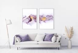 Purple & Gold Glitter Marble Abstract Art Print - thumbnail 1