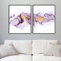 Purple & Gold Glitter Marble Abstract Art Print - thumbnail 2