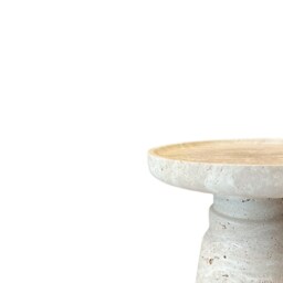 Travertine Coffee Table, Beige Travertine Stone Round Accent Table, Hand Crafted End Plant Stand, Patio Custom Size Available - thumbnail 3