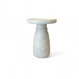 Travertine Coffee Table, Beige Travertine Stone Round Accent Table, Hand Crafted End Plant Stand, Patio Custom Size Available - thumbnail 4
