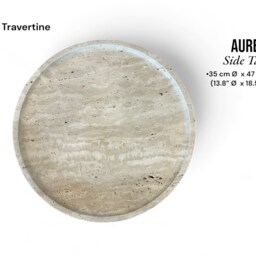 Travertine Coffee Table, Beige Travertine Stone Round Accent Table, Hand Crafted End Plant Stand, Patio Custom Size Available - thumbnail 2