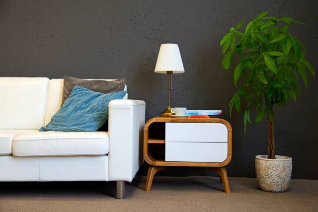 Wooden Side Table, Oak Bedside Nightstand, Night Stand With Two Soft Closing Drawers Wood Bedroom Storage, Console End Table - image 1