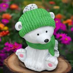 Winter Bears Statue Concrete Teddy Bear Sculpture Stone Pair Figurine Garden Decoration Handmade Ornament Teddy Lover Gift - thumbnail 2