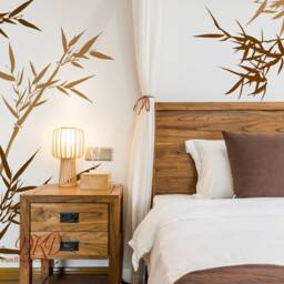 Asian Bamboo Vinyl Wall Decal, Hand-Painted Effect - thumbnail 2