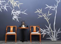 Asian Bamboo Vinyl Wall Decal, Hand-Painted Effect - thumbnail 1