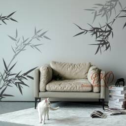 Asian Bamboo Vinyl Wall Decal, Hand-Painted Effect - thumbnail 3