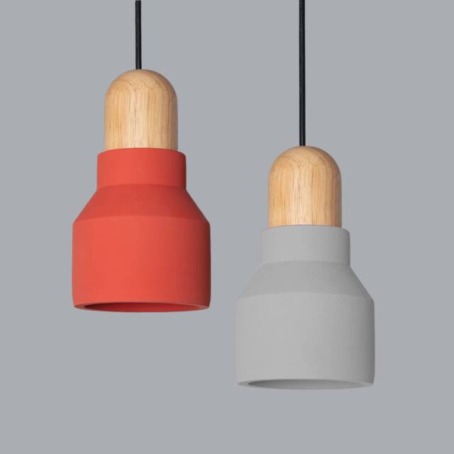 Teo - Wood & Concrete Pendant Light Modern Scandinavian Nordic Ceiling Lamp - image 1