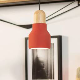 Teo - Wood & Concrete Pendant Light Modern Scandinavian Nordic Ceiling Lamp - thumbnail 3
