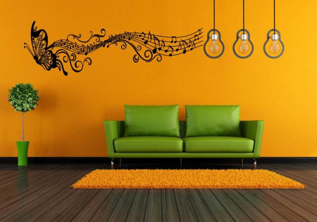 Butterfly Flying Music Notes Notation Band Wall Sticker Decal, Removable Diy Vinyl Home Decor Kids Bedroom Music-Vg176 - image 1