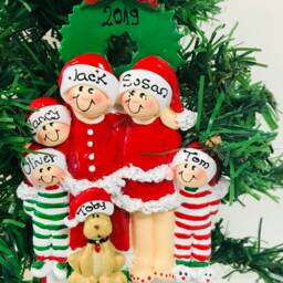 Personalized Family Christmas Ornament With Dog, Keepsake Bauble - thumbnail 3