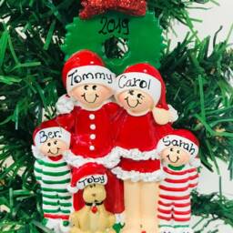 Personalized Family Christmas Ornament With Dog, Keepsake Bauble - thumbnail 2