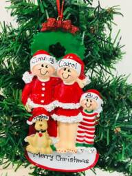 Personalized Family Christmas Ornament With Dog, Keepsake Bauble - thumbnail 1