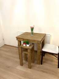 Compact Dining Table & Little Side Table, Set Of 2, Quality Wooden Tables, Coming Fully Assembled Varnished - thumbnail 1