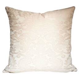 Throw Pillow Cushion Cover Fortuny Fabric Grey & Silvery Gold Corone Pattern - Made in Italy - thumbnail 4