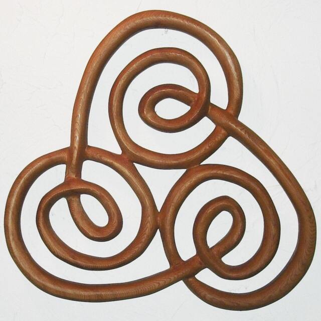 Spiral Of Newgrange Wood Carving Triple Wall Hanging Celtic Knot Ireland Irish Home Decor - image 1