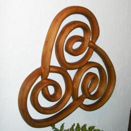 Spiral Of Newgrange Wood Carving Triple Wall Hanging Celtic Knot Ireland Irish Home Decor - thumbnail 2