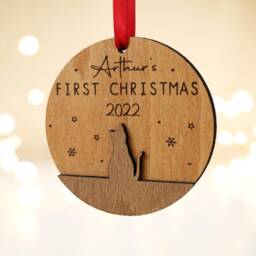 Handmade Personalised Cat's First Christmas Ornament , Cat Bauble Tree Decoration, Cat Bauble, Gift - thumbnail 2