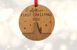 Handmade Personalised Cat's First Christmas Ornament , Cat Bauble Tree Decoration, Cat Bauble, Gift - thumbnail 1