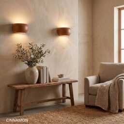 Sculptural Ceramic Wall Sconce, Up Down Light, Entryway Hallway Lighting - Bean Color - thumbnail 3