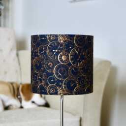 steampunk Black Gold Lampshade Drum Lamp Shade - Ceiling Lamp, Table 30cm Diameter - thumbnail 4