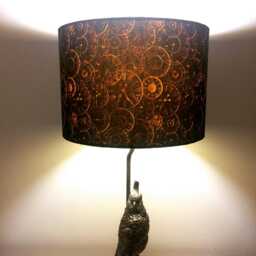 steampunk Black Gold Lampshade Drum Lamp Shade - Ceiling Lamp, Table 30cm Diameter - thumbnail 3