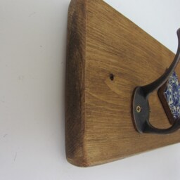 Mexican Style 4 Hook Coat Hooks/Robe Iron & Hand Painted Terracotta Tiles - Different Designs Available - thumbnail 4