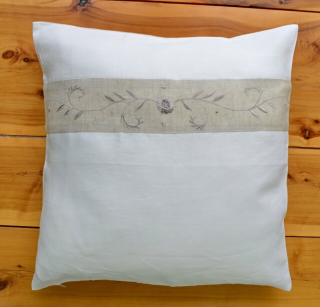 Pure Linen Cushion Throw Pillow Decorative - With Hiden Zipper 18 X Inches Gift Idea - image 1