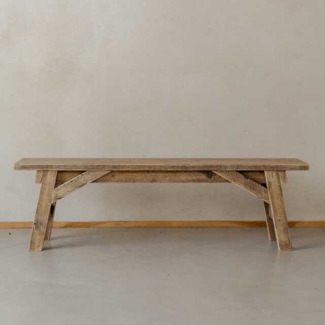 Scandinavian Style Rustic Reclaimed Wood Dining & Hall Bench - The Trestle - image 1