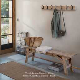 Scandinavian Style Rustic Reclaimed Wood Dining & Hall Bench - The Trestle - thumbnail 3