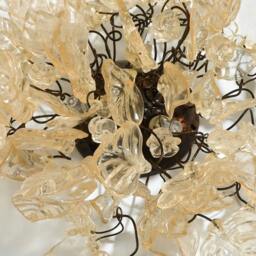 Floral Flush Mount Ceiling Light Resin Flowers & Leaves, Bronze Element - thumbnail 2