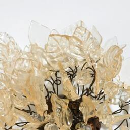 Floral Flush Mount Ceiling Light Resin Flowers & Leaves, Bronze Element - thumbnail 3