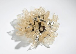 Floral Flush Mount Ceiling Light Resin Flowers & Leaves, Bronze Element