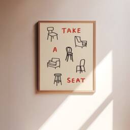 Take A Seat Unframed Print - Art For Living Room Funny Prints Posters Minimalist Hand Drawn Style Decor Eclectic - thumbnail 3