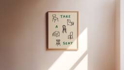 Take A Seat Unframed Print - Art For Living Room Funny Prints Posters Minimalist Hand Drawn Style Decor Eclectic - thumbnail 1