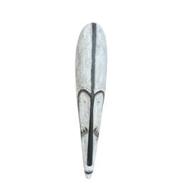 Hand Carved Sese Wood African Mask Long Wall Hanging, Ghana - thumbnail 2