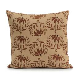 Tan Linen Handprint Designer Pillows, Decorative Throw Pillow Cover, Cushion Covers, Pillowcase, Milk Chocolate Floral Modern - thumbnail 1