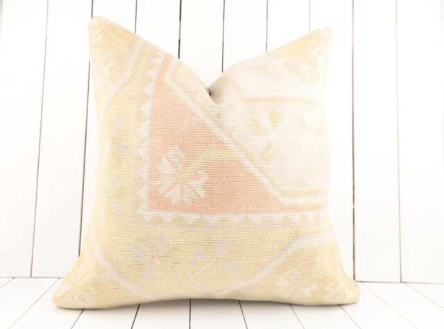 Vintage Kilim Pillow Cover 24x24 Bohemian Wool Sofa - image 1