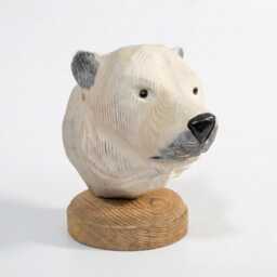 Hand-Carved Wooden Polar Bear Sculpture, Rustic Arctic Animal Decor, Nature Lover Gift - thumbnail 2