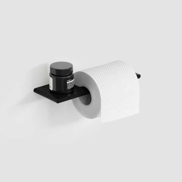 Modern Spacesaving Toilet Paper Holder With Hidden Mounting - Unique Bathroom Accesories, Black Metal Roll Holder, Housewarming Gift - image 1