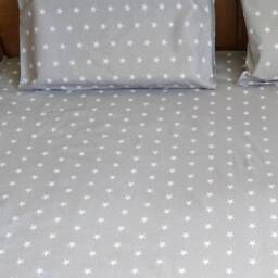Gray Cotton Bedding Set With White Stars, Queen King Size - thumbnail 4