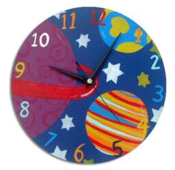 Outer Space Clock, Wooden Wall Boys Decor, Gift For Boys - thumbnail 1