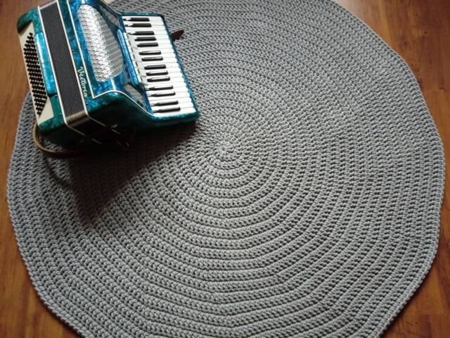 Handmade Chunky Cotton Crochet Rug Gray Round Rug - image 1
