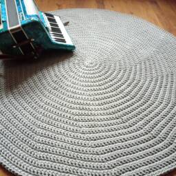 Handmade Chunky Cotton Crochet Rug Gray Round Rug - thumbnail 4