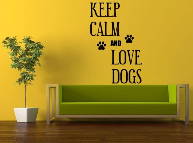 Wall Decal Vinyl Sticker Decals Interior Decor Diy Free Shipping Keep Calm & Love Dogs Paws Pets Best Friend Animals Words Phrase L523 - image 1