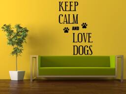 Wall Decal Vinyl Sticker Decals Interior Decor Diy Free Shipping Keep Calm & Love Dogs Paws Pets Best Friend Animals Words Phrase L523 - thumbnail 1