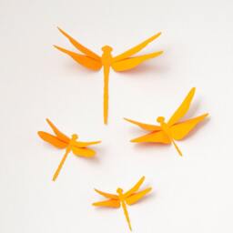 3D Dragonflies, Paper Dragonfly Wall Decor in Pumpkin Orange - thumbnail 2
