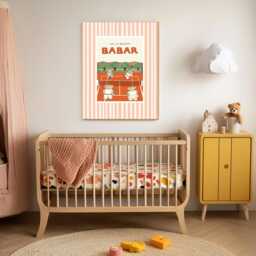 Babar The Elephant Tennis Nursery Wall Art Retro Kids Decor Quote Genre Neutral Baby Illustration Print - thumbnail 2