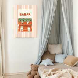 Babar The Elephant Tennis Nursery Wall Art Retro Kids Decor Quote Genre Neutral Baby Illustration Print - thumbnail 3